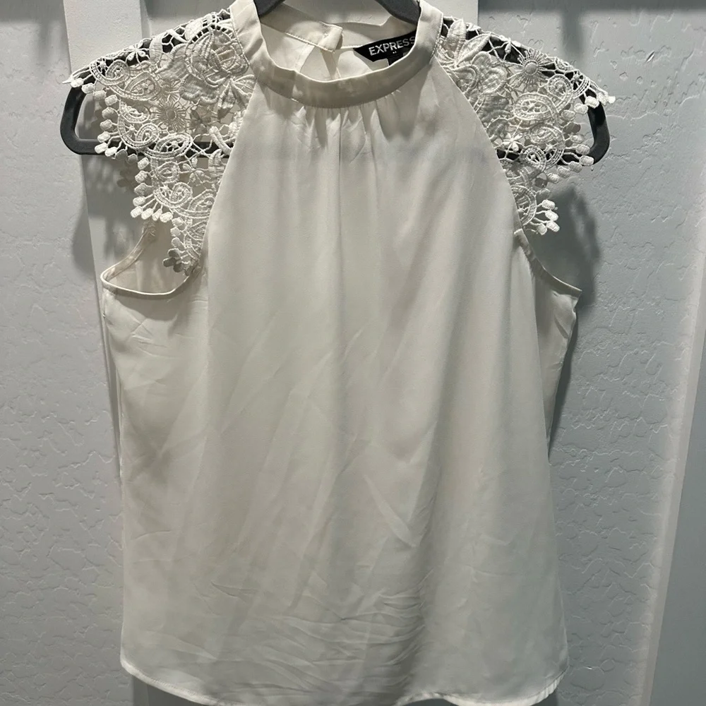 Express White Lace Detail‎ Blouse